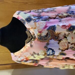 Maryan Melhorn sheer floral coverup embellished neckline